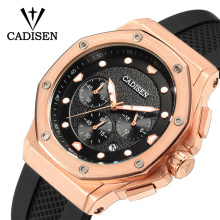 CADISEN 9058 G Mens Watch Sport Chronograph Silicone Strap Quartz Army Military Watches Men Brand Luxury Male Relogio Masculino